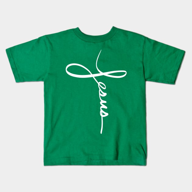 Jesus Handwritten Cross Kids T-Shirt by PacPrintwear8